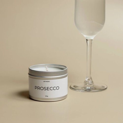 Prírodná sviečka, Prosecco, drevený knôt