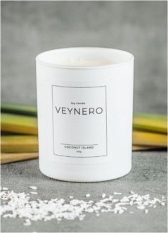 Veganská sójová svíčka Lux, Kokosový ostrov, dřevěný knot