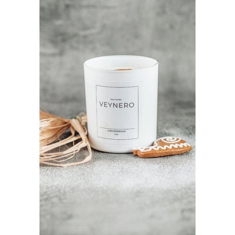 Veganská sójová svíčka Lux, Medový perníček, dřevěný knot