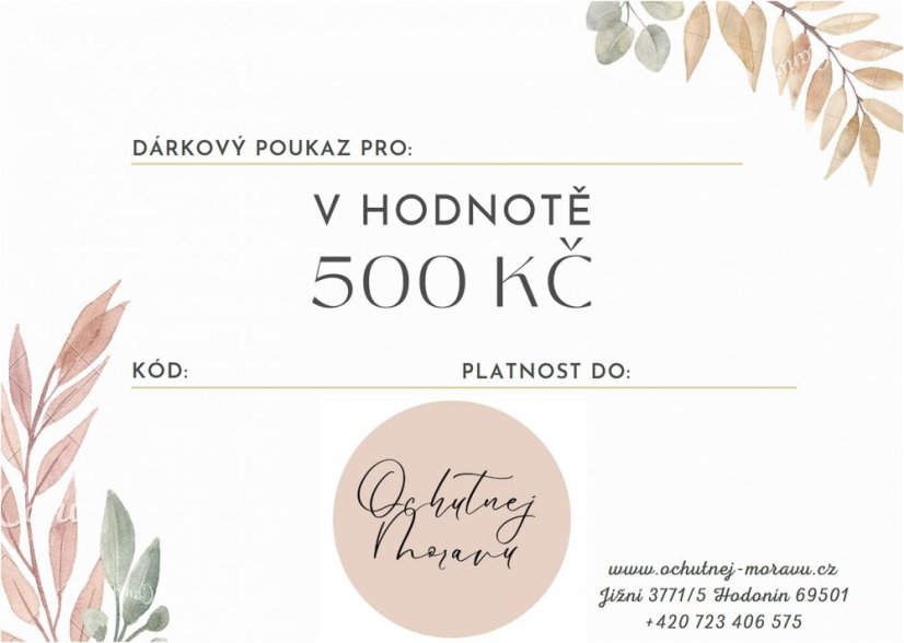 Dárkový poukaz 500 Kč Dárkový poukaz 500 Kč
